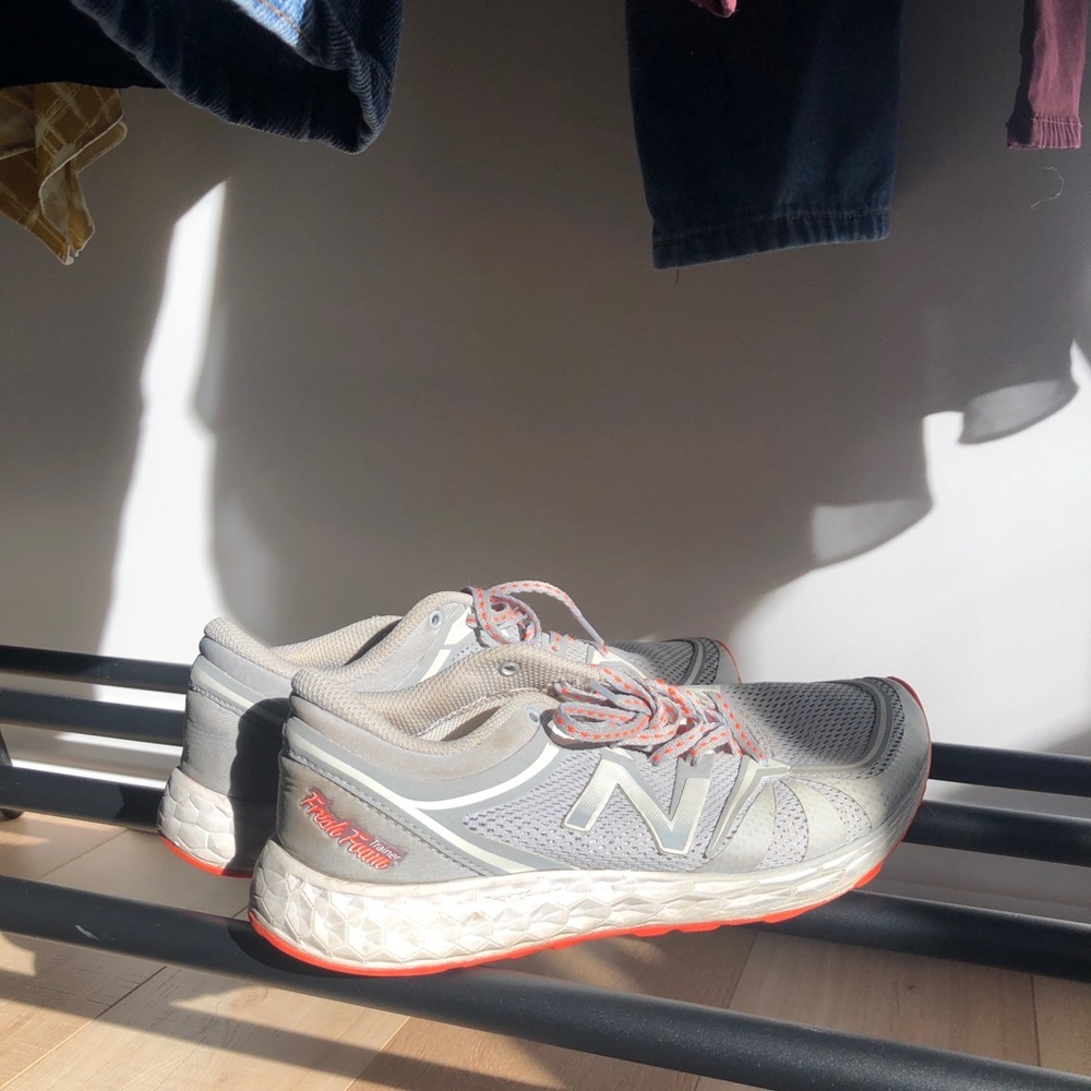 New Balance Women's Gray and Orange Running Sneakers - Picture 5 of 10